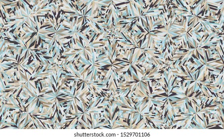 Seamless pattern.  Colored snowflakes. Ice crystals. Chaotic paints.