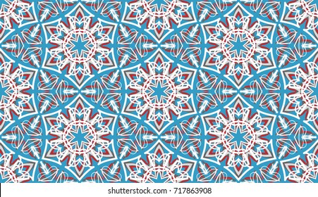 Seamless pattern. Colored snowflakes are ordered like honeycombs. Drawing for Christmas and New Year.