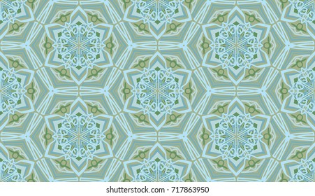 Seamless pattern. Colored snowflakes are ordered like honeycombs. Drawing for Christmas and New Year.
