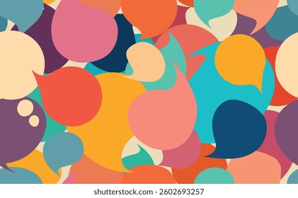 Seamless pattern Colored Speech Bubble. Communication and dialogue. Social network. Speak - discussion - chat. Talking and communicate Symbol.DEIB -Diverse culture concept