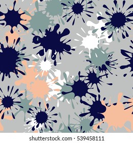 Seamless pattern of colored spots and blotches. Camouflage.