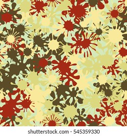 Seamless pattern of colored spots and blotches. Camouflage.