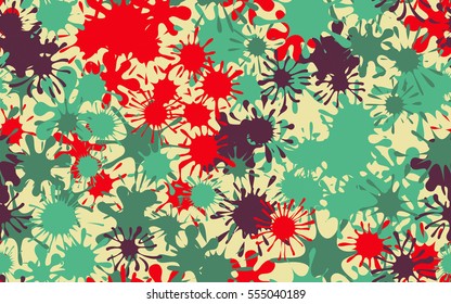 Seamless pattern of colored spots and blotches. Camouflage.
