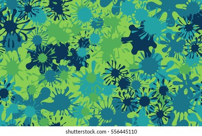 Seamless pattern of colored spots and blotches. Camouflage.
