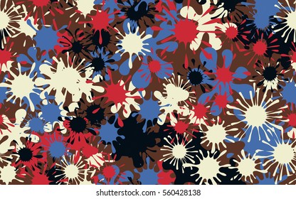 Seamless pattern of colored spots and blotches. Camouflage.
