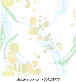 Seamless pattern with colored spots. Ebru art.