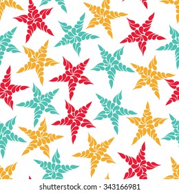 seamless pattern colored stars on a white background.vector illustration