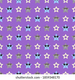 seamless pattern. colored stars in sunglasses