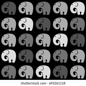 Seamless pattern with colored stylish funny elephants. Vector illustration