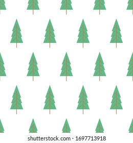Seamless pattern with colored trees on white background. Vector illustration.