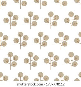 Seamless pattern with colored trees on white background. Vector illustration.