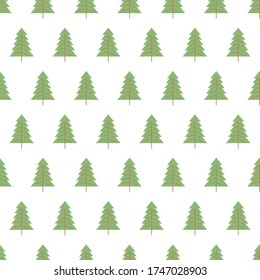 Seamless pattern with colored trees on white background. Vector illustration.