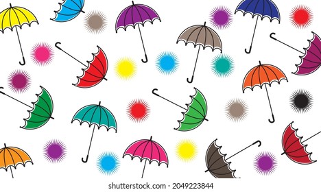 Seamless pattern with colored umbrellas. Vector illustration