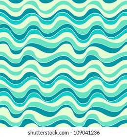 Seamless pattern with colored wavy stripes. Marine background with waves