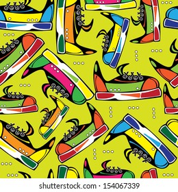 seamless pattern colored youth shoes 