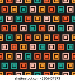Seamless pattern with colorfl squares and black background