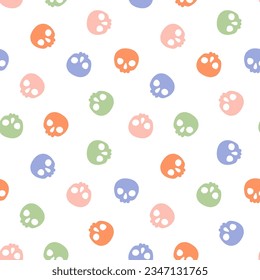 Seamless pattern with colorfu small halloween skull