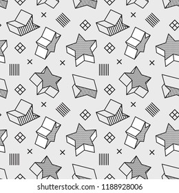 Seamless pattern, colorful pattern with 3d graphic stars in pop art style. You can use this as a wallpaper in a childrens room