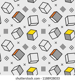 Seamless pattern, colorful pattern with 3d graphic cubes in pop art style. You can use this as a wallpaper in a childrens room