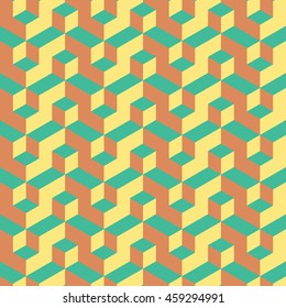 Seamless Pattern Colorful 3D Yellow Orange Green Background 