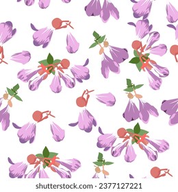 Un patrón impecable de flores de Abelia coloridas. ilustración vectorial. Fondo colorido.