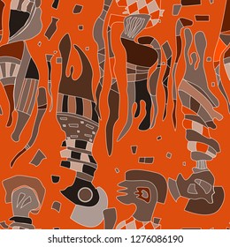 Seamless pattern with colorful abstract  art objects, womam. abstract forms, can be used as cool print for clothes,  Vector illustration of a style of supermatism. Creative retro poster 