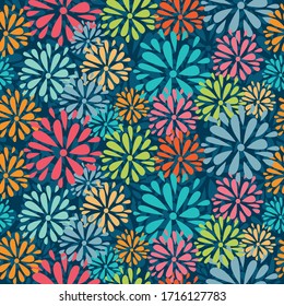 Flor abstracta de colores sin inconvenientes con fondo azul oscuro