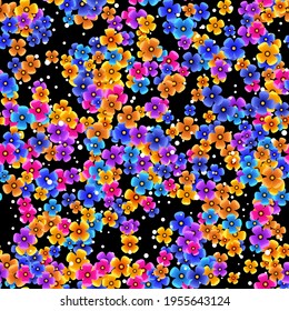 Seamless pattern of colorful abstract flowers