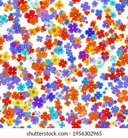 Seamless pattern of colorful abstract flowers