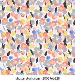 Seamless pattern with colorful pattern of abstract flowers