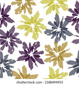 Seamless pattern with colorful pattern of abstract flowers Decorative botanical illustration with stylized flowers.