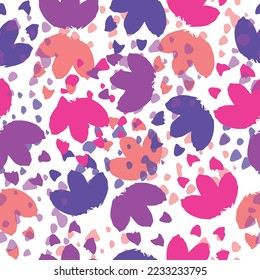 Seamless pattern with colorful pattern of abstract flowers Colorful bright summer silhouette line drawing .