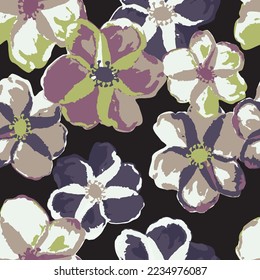 Seamless pattern with colorful pattern of abstract flowers