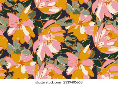 Seamless pattern with colorful pattern of abstract flowers