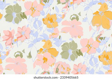 Seamless pattern with colorful pattern of abstract flowers