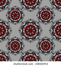 Seamless pattern with colorful abstract flowers