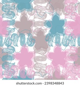 Seamless pattern with colorful pattern of abstract flowers Colorful abstract vintage vector print. 