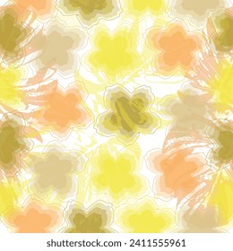 Seamless pattern with colorful pattern of abstract flowers Grunge textured abstract art vector illustration