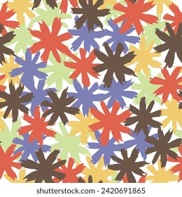 Seamless pattern with colorful pattern of abstract flowers  Raster bitmap illustration. Art expression painting style.