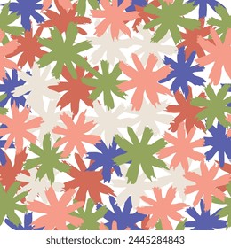 Seamless pattern with colorful pattern of abstract flowers Fucsia color background dominant.