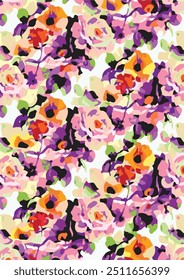 Seamless pattern with colorful pattern of abstract flowers