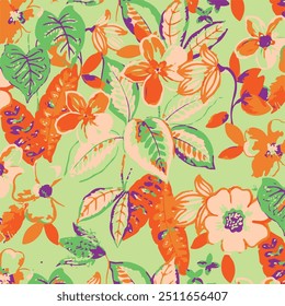 Seamless pattern with colorful pattern of abstract flowers