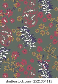 Seamless pattern with colorful pattern of abstract flowers