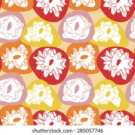 Seamless pattern with colorful abstract flowers