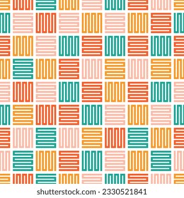 Seamless pattern with colorful abstract geometric rug design