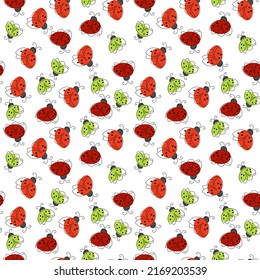 Seamless pattern with colorful abstract ladybugs.Vector graphics.