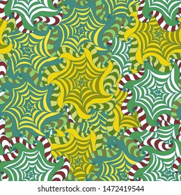 Seamless pattern with colorful abstract magical flowers. Handmade. Vector, floral ornament. Print for bed linens, fabric, textiles, wallpaper, greeting cards, wrapping paper, gift box
