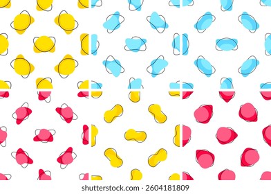 Seamless pattern with colorful abstract shapes creating a modern and vibrant design
