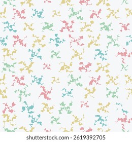 Seamless pattern with colorful abstract shapes scattered on white background, artistic design for kids fabric, stationery and wallpapers.
