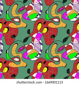 Seamless pattern with colorful abstract spring ornates.